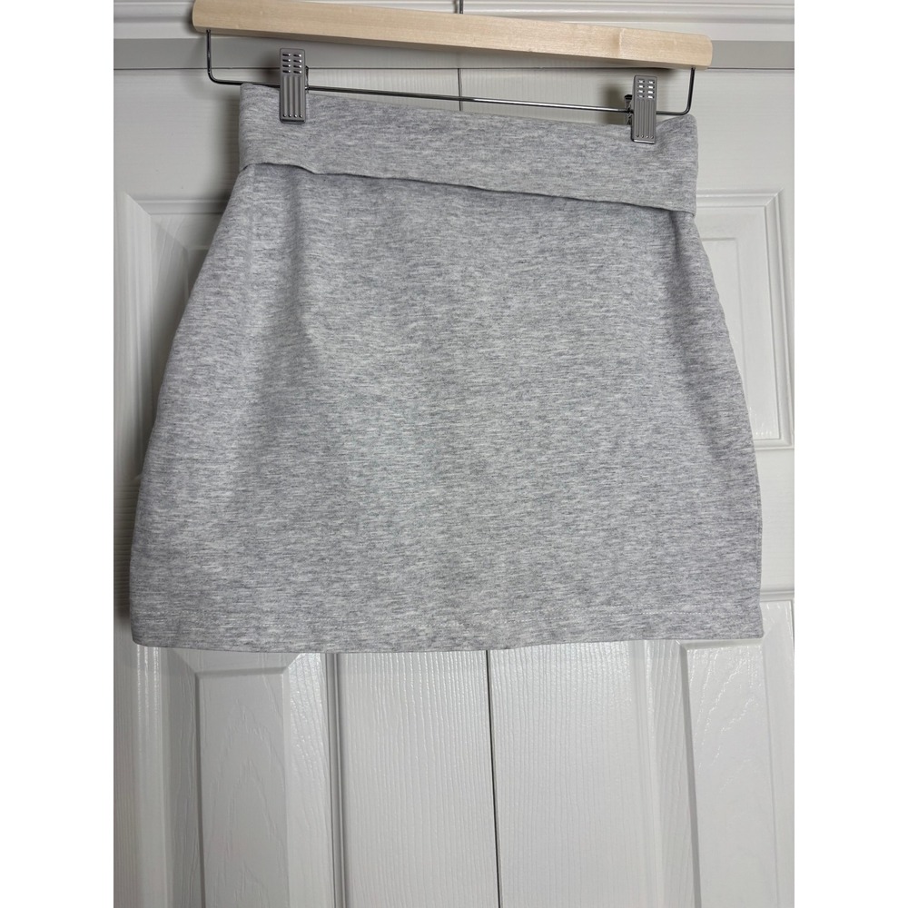 Vintage GSL Heather Grey Mini Skirt Fold Over Waist 80s 90s Retro Sporty Small